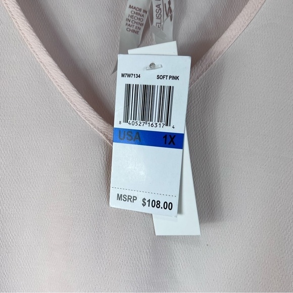NWT Melissa McCarthy Seven7 Plus Bell Sleeve Sheer Tunic Blouse Soft Pink 1X - Picture 8 of 12